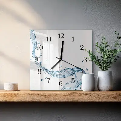 Vierkante glas klok Water
