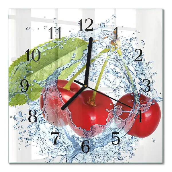 Moderne wandklok glas vierkant Kersen