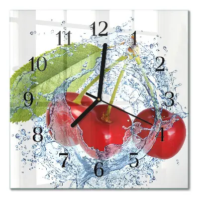 Moderne wandklok glas vierkant Kersen