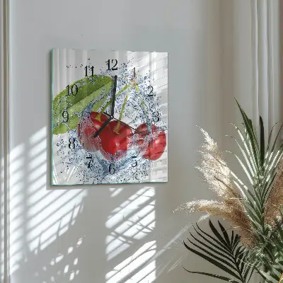 Moderne wandklok glas vierkant Kersen