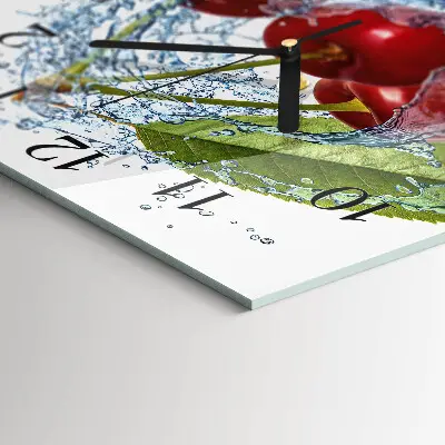 Moderne wandklok glas vierkant Kersen