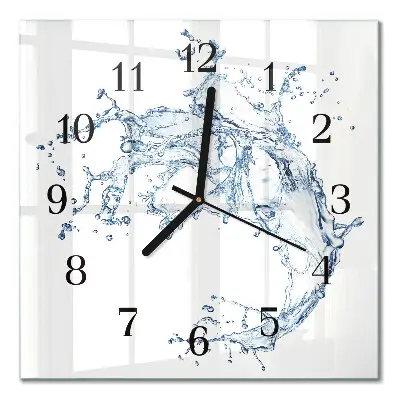 Vierkante glazen klok Water