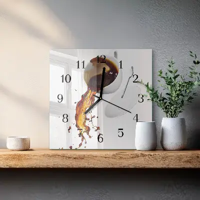 Vierkante glas klok Koffie