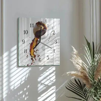Vierkante glas klok Koffie