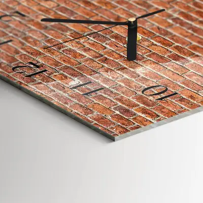 Vierkante glazen wandklok Baksteen