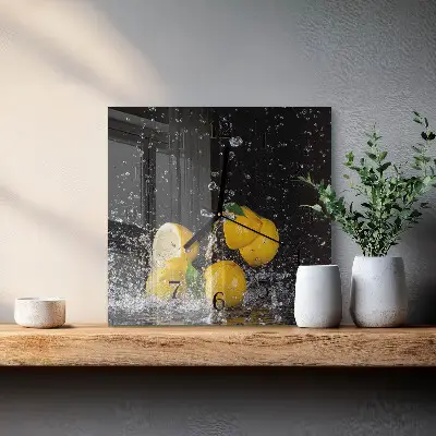 Moderne wandklok glas vierkant Citroenen