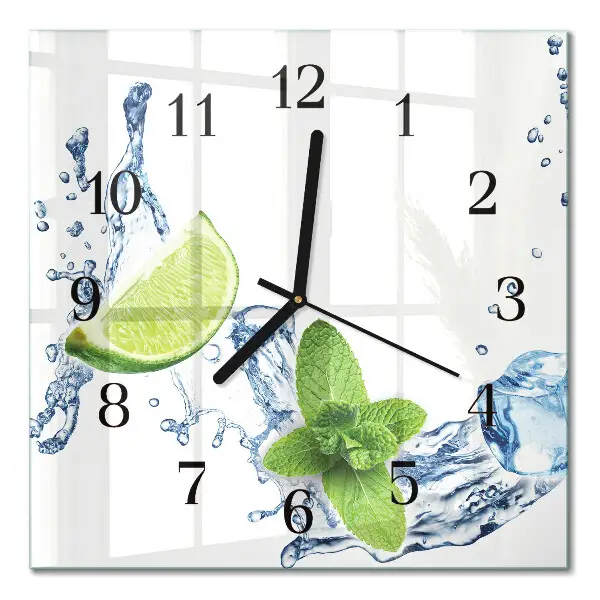 Decoratieve glazen klok vierkant Munt met limoen