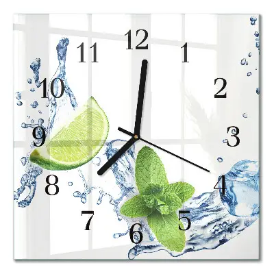 Decoratieve glazen klok vierkant Munt met limoen
