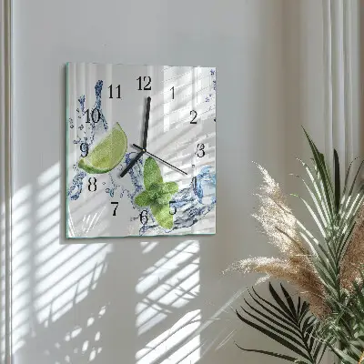 Decoratieve glazen klok vierkant Munt met limoen