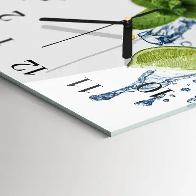 Decoratieve glazen klok vierkant Munt met limoen