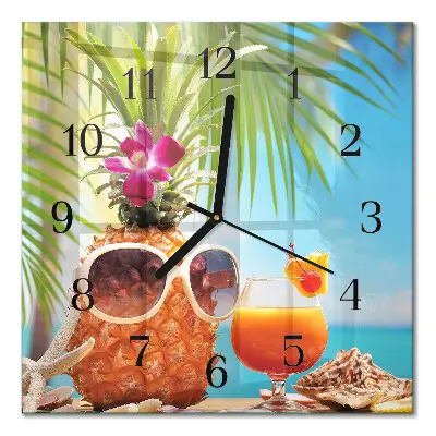 Vierkante glazen wandklok Vakantie