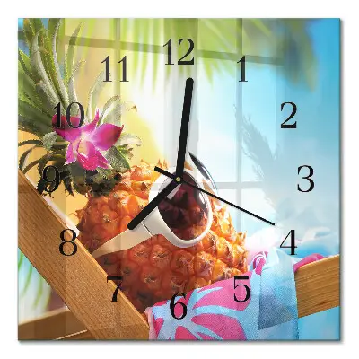 Moderne wandklok glas vierkant Ananas