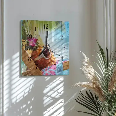 Moderne wandklok glas vierkant Ananas