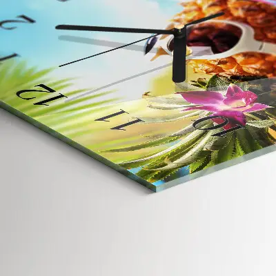 Moderne wandklok glas vierkant Ananas