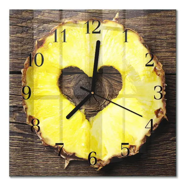 Vierkante glazen klok Ananas