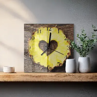 Vierkante glazen klok Ananas