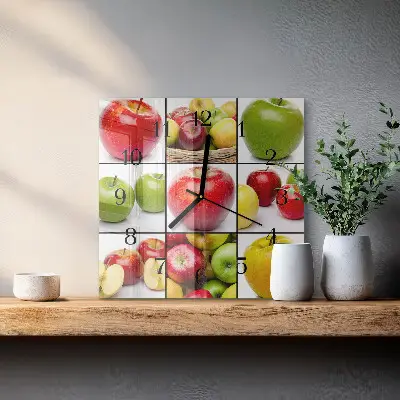 Vierkante glas klok Appels