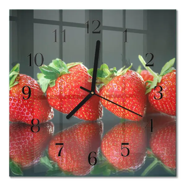 Vierkante glas klok Aardbeien