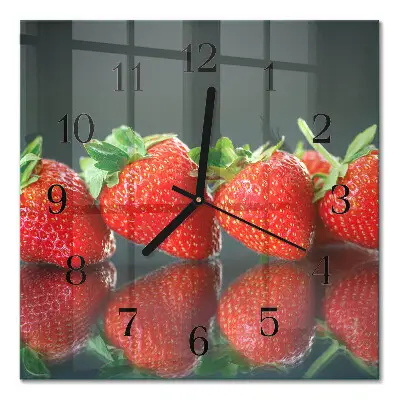Vierkante glas klok Aardbeien
