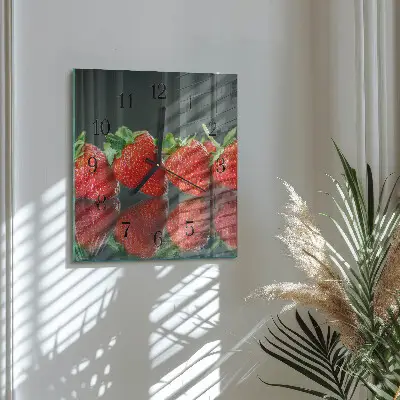 Vierkante glas klok Aardbeien
