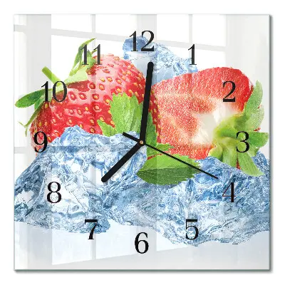 Moderne wandklok glas vierkant Aardbeienijs