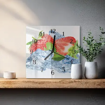 Moderne wandklok glas vierkant Aardbeienijs