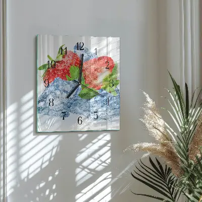 Moderne wandklok glas vierkant Aardbeienijs