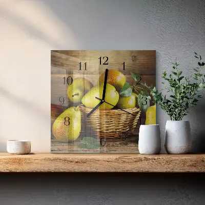 Moderne wandklok glas vierkant Peren