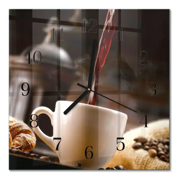 Moderne wandklok glas vierkant Koffie