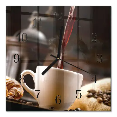 Moderne wandklok glas vierkant Koffie