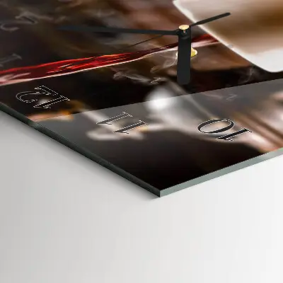 Moderne wandklok glas vierkant Koffie