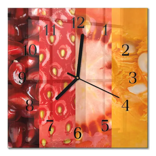 Vierkante glazen wandklok Fruit