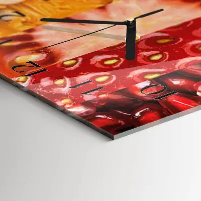 Vierkante glazen wandklok Fruit