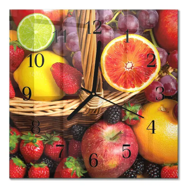 Vierkante glazen klok Fruit