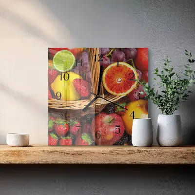 Vierkante glazen klok Fruit