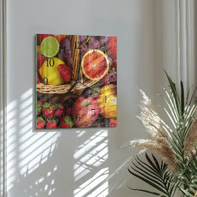 Vierkante glazen klok Fruit