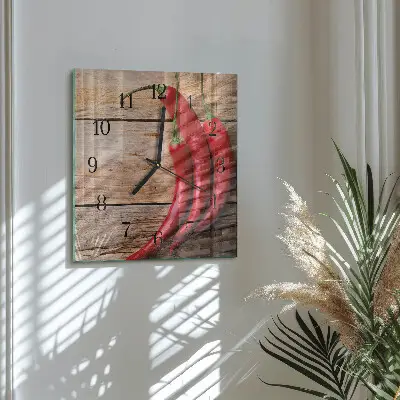 Moderne wandklok glas vierkant Chilipepers