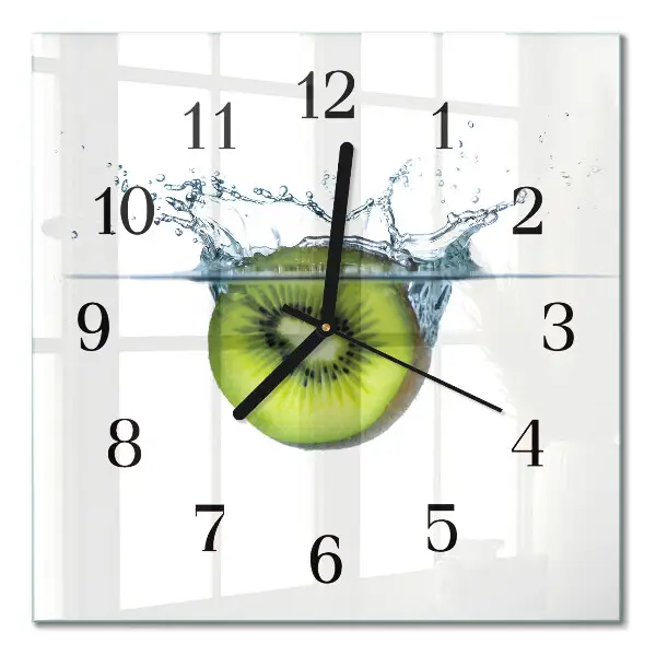 Vierkante glazen wandklok Kiwi