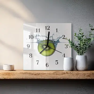 Vierkante glazen wandklok Kiwi