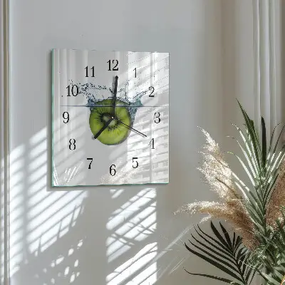 Vierkante glazen wandklok Kiwi