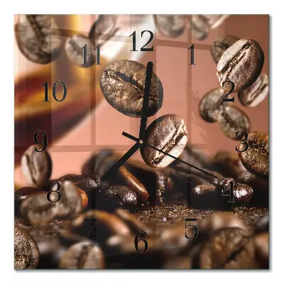 Decoratieve glazen klok vierkant Koffiebonen