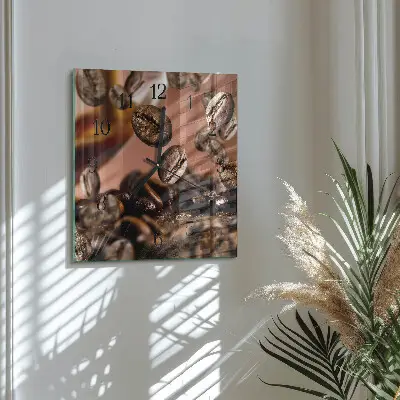 Decoratieve glazen klok vierkant Koffiebonen