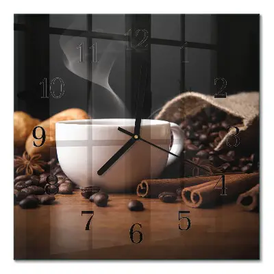 Moderne wandklok glas vierkant Koffie