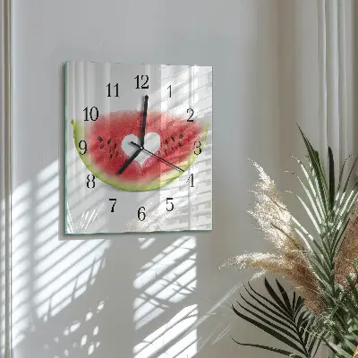 Vierkante glazen klok Watermeloen
