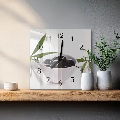Decoratieve glazen klok vierkant Olijven