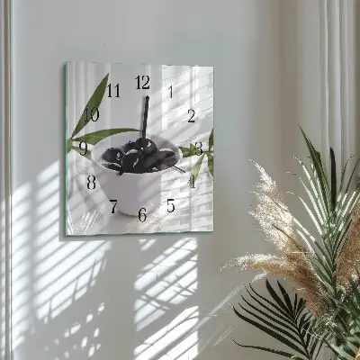 Decoratieve glazen klok vierkant Olijven