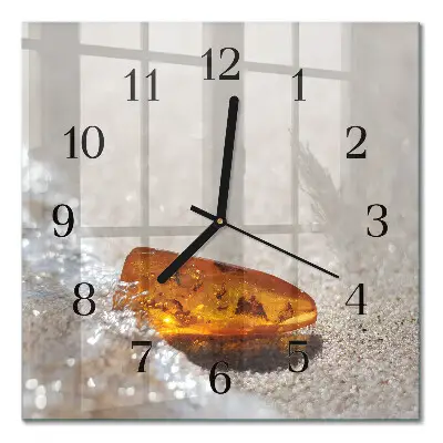 Vierkante glazen wandklok Amber