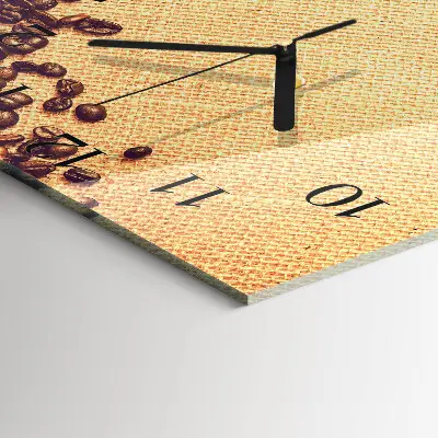 Moderne wandklok glas vierkant Koffiebonen