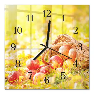 Decoratieve glazen klok vierkant Appels