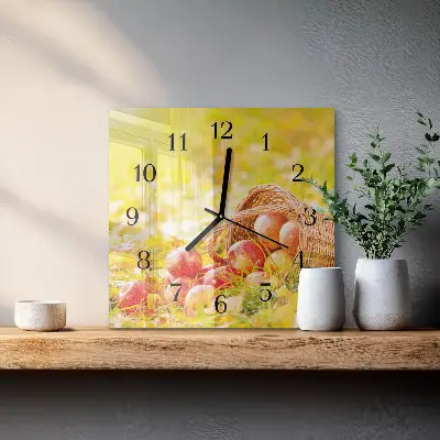 Decoratieve glazen klok vierkant Appels